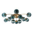 Load image into Gallery viewer, LightFixturesUSA - Glam Bloom 12 - Light Blue Glass Bubble Semi Flush Chandelier - Chandelier - Brass (Pre - Order) -