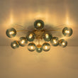 Load image into Gallery viewer, LightFixturesUSA - Glam Bloom 12 - Light Blue Glass Bubble Semi Flush Chandelier - Chandelier - Brass (Pre - Order) -