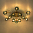 Load image into Gallery viewer, LightFixturesUSA - Glam Bloom 12 - Light Blue Glass Bubble Semi Flush Chandelier - Chandelier - Brass (Pre - Order) -
