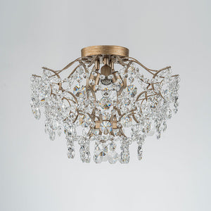 LightFixturesUSA - Glam Bloom Draped Crystal Accented Semi Flush Mount - Ceiling Light - 16.7in -