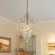 Load image into Gallery viewer, LightFixturesUSA - Glam Bloom Floral Crystal Accented Cage Pendant Light - Chandelier - Brass -