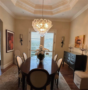 LightFixturesUSA - Glam Brass Cluster Ribbed Glass Globe Bubble Chandelier - Chandelier - Brass -