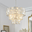 Load image into Gallery viewer, LightFixturesUSA - Glam Chrome Spark Cut Crystal Tiered Round Chandelier - Chandelier - Chrome -