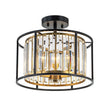 Load image into Gallery viewer, LightFixturesUSA - Glam Crystal Drum Round Semi Flush Ceiling Light - Ceiling Light - 14 in -