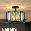 Load image into Gallery viewer, LightFixturesUSA - Glam Crystal Drum Round Semi Flush Ceiling Light - Ceiling Light - 14 in -
