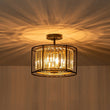 Load image into Gallery viewer, LightFixturesUSA - Glam Crystal Drum Round Semi Flush Ceiling Light - Ceiling Light - 14 in -