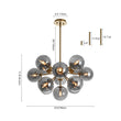 Load image into Gallery viewer, LightFixturesUSA - Glam Dark Pearl Sputnik Smoked Glass Bubble Chandelier Light Fixture - Chandelier - Brass -