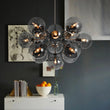 Load image into Gallery viewer, LightFixturesUSA - Glam Dark Pearl Sputnik Smoked Glass Bubble Chandelier Light Fixture - Chandelier - Nickel -