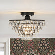 Load image into Gallery viewer, LightFixturesUSA - Glam Faceted Crystal Round Tiered Semi Flush Mount Light - Ceiling Light - Black -