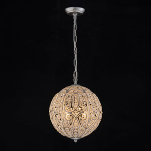 LightFixturesUSA - Glam Shabby Chic Crystal Globe Chandelier Distressed Silver - Chandelier - 4 - Lt -