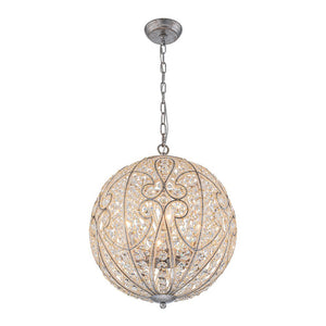 LightFixturesUSA - Glam Shabby Chic Crystal Globe Chandelier Distressed Silver - Chandelier - 6 - Lt -