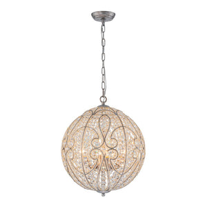 LightFixturesUSA - Glam Shabby Chic Crystal Globe Chandelier Distressed Silver - Chandelier - 6 - Lt -
