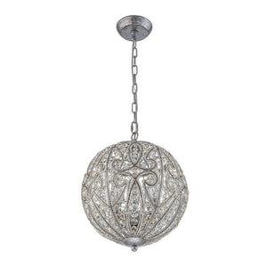 LightFixturesUSA - Glam Shabby Chic Crystal Globe Chandelier Distressed Silver - Chandelier - 6 - Lt -