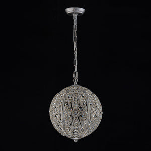 LightFixturesUSA - Glam Shabby Chic Crystal Globe Chandelier Distressed Silver - Chandelier - 6 - Lt -