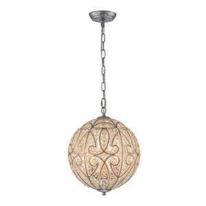 LightFixturesUSA - Glam Shabby Chic Crystal Globe Chandelier Distressed Silver - Chandelier - 6 - Lt -