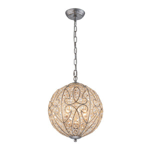 LightFixturesUSA - Glam Shabby Chic Crystal Globe Chandelier Distressed Silver - Chandelier - 6 - Lt -