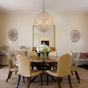 LightFixturesUSA - Glam Shabby Chic Crystal Globe Chandelier Distressed Silver - Chandelier - 6 - Lt -