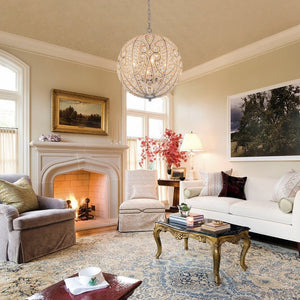 LightFixturesUSA - Glam Shabby Chic Crystal Globe Chandelier Distressed Silver - Chandelier - 6 - Lt -