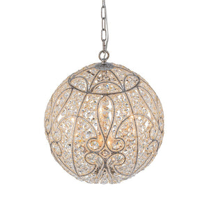 LightFixturesUSA - Glam Shabby Chic Crystal Globe Chandelier Distressed Silver - Chandelier - 6 - Lt -
