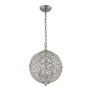 LightFixturesUSA - Glam Shabby Chic Crystal Globe Chandelier Distressed Silver - Chandelier - 6 - Lt -