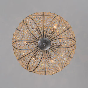 LightFixturesUSA - Glam Shabby Chic Crystal Globe Chandelier Distressed Silver - Chandelier - 6 - Lt -