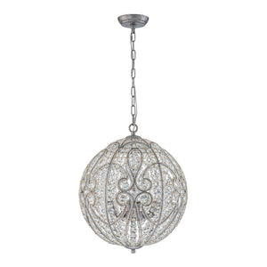 LightFixturesUSA - Glam Shabby Chic Crystal Globe Chandelier Distressed Silver - Chandelier - 6 - Lt -