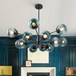 Load image into Gallery viewer, LightFixturesUSA - Glam Tiered Blue Glass Globe Bubble Sputnik Chandelier - Chandelier - Black -
