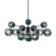 Load image into Gallery viewer, LightFixturesUSA - Glam Tiered Blue Glass Globe Bubble Sputnik Chandelier - Chandelier - Black -