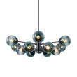 Load image into Gallery viewer, LightFixturesUSA - Glam Tiered Blue Glass Globe Bubble Sputnik Chandelier - Chandelier - Black -