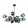 Load image into Gallery viewer, LightFixturesUSA - Glam Tiered Blue Glass Globe Bubble Sputnik Chandelier - Chandelier - Black -