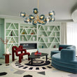 Load image into Gallery viewer, LightFixturesUSA - Glam Tiered Blue Glass Globe Bubble Sputnik Chandelier - Chandelier - Brass -