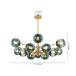 Load image into Gallery viewer, LightFixturesUSA - Glam Tiered Blue Glass Globe Bubble Sputnik Chandelier - Chandelier - Brass -