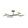 Load image into Gallery viewer, LightFixturesUSA - Industrial 6 - Light Pipeline Sputnik Semi Flush Mount - Ceiling Light - Black + Brass -