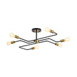 Load image into Gallery viewer, LightFixturesUSA - Industrial 6 - Light Pipeline Sputnik Semi Flush Mount - Ceiling Light - Black + Brass -