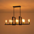 Load image into Gallery viewer, LightFixturesUSA - Industrial 8 - Light Rectangular Kitchen Island Chandelier - Chandelier - Black + Brass -