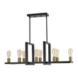Load image into Gallery viewer, LightFixturesUSA - Industrial 8 - Light Rectangular Kitchen Island Chandelier - Chandelier - Black + Brass -