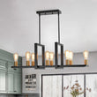 Load image into Gallery viewer, LightFixturesUSA - Industrial 8 - Light Rectangular Kitchen Island Chandelier - Chandelier - Black + Brass -