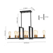 Load image into Gallery viewer, LightFixturesUSA - Industrial 8 - Light Rectangular Kitchen Island Chandelier - Chandelier - Black + Brass -