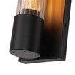 Load image into Gallery viewer, LightFixturesUSA - Industrial Black Reeded Glass Linear Tube Wall Light - Wall Sconce - Black -