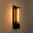 Load image into Gallery viewer, LightFixturesUSA - Industrial Black Reeded Glass Linear Tube Wall Light - Wall Sconce - Black -
