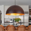Load image into Gallery viewer, LightFixturesUSA - Industrial Oversized Large Metal Dome Pendant Light - Chandelier - Dark Copper - 31 in.