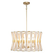 Load image into Gallery viewer, LightFixturesUSA-Ivory Woven Brass Open Drum Pendant Light-Chandelier-Ivory-