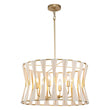 Load image into Gallery viewer, LightFixturesUSA-Ivory Woven Brass Open Drum Pendant Light-Chandelier-Ivory-