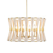 Load image into Gallery viewer, LightFixturesUSA-Ivory Woven Brass Open Drum Pendant Light-Chandelier-Ivory-