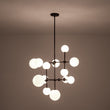 Load image into Gallery viewer, LightFixturesUSA - Luminous Opal Glass Globe Geometric Bubble Chandelier - Chandelier - Black (Exclusive Offer) -