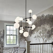 Load image into Gallery viewer, LightFixturesUSA - Luminous Opal Glass Globe Geometric Bubble Chandelier - Chandelier - Black (Exclusive Offer) -