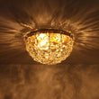 Load image into Gallery viewer, LightFixturesUSA - Luxe Brass Bloom Crystal Floral Cage Flush Mount Light - Ceiling Light - Gold -