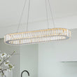 Load image into Gallery viewer, LightFixturesUSA - Luxe Chrome Crystal Dimmable LED Oval Halo Island Pendant - Chandelier - Chrome -
