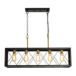 Load image into Gallery viewer, LightFixturesUSA - Matte Black 5 - Light Cross Framed Box Kitchen Island Chandelier - Chandelier - Black -