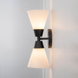 Load image into Gallery viewer, LightFixturesUSA - Mid - Century 2 - Light Up Down Opal Glass Cone Wall Sconce - Wall Sconce - Black -